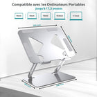 ShoppingAll - Support Élévateur Pour Ordinateurs Portables Et Tablettes Jusqu’à 17,3 Pouces – SA-LS7-SILVER (Paquet De 5)-Ergonomique et Réglable – Inclinaison ajustable à 180° avec une hauteur de 50 mm à 170 mm pour réduire les douleurs au dos et au cou.