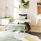 HOMCOM Twin Size Metal Platform Bed Frame with Headboard - White-Protective foot pad prevent your floor from damaged