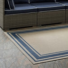 Modway - Rim Bordure solide intérieure et extérieure Tapis de 5 pi l x 8 pi L - Bleu et beige-Dessous en caoutchouc de prise