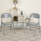 Flash Furniture – Chaise pliante en métal Hercules avec tissu, 4 charnières et 3 renforts, gris, paq./4-Cadre à triple entretoise et double charnière