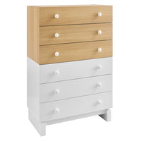 Modway Nolia 6-Drawer Color Block Dresser Chest - Oak White-Two-Tone Color Block Tall Chest