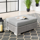 Modway - Conway Terrasse extérieure Rotin en osier Ottoman in Gris clair-Résistants à l’eau et aux UV