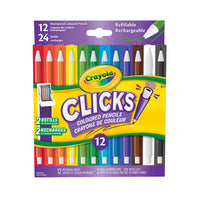 Crayola Clicks Mechanical Coloured Pencils - 12 Pack-CRAYOLA CLICKS MECHANICAL COLOURED PENCIL SET: Includes 12 Mechanical Coloured Pencils and 24 Coloured Lead Refills
