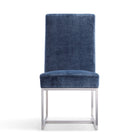 Manhattan Comfort - Chaise de salle à manger moderne Element 19,68 po en velours bleu-Conception à dossier serré