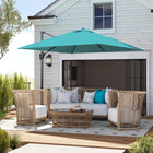 Outsunny 8' L x 8' W Square Patio Hanging Offset Umbrella with 360° Rotation - Blue-8' x 8' (245 x 245 cm) canopy offers complete shade in any park, garden, patio, backyard, beach, pool or other outdoor settings  