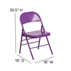 Chaise pliante de la série HERCULES COLORBURST en métal violet impulsif à triple entretoise et double charnière-Conception pour un usage commercial