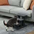 PawHut 3-Step Carpeted Pet Stairs - Dark Grey-Suitable for older, arthritic, or recovered pets 