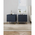 Manhattan Comfort - Table de nuit moderne DUMBO 51 cm à 2 tiroirs - Bleu Minuit - Lot de 2-Comprend 2 tiroirs à extension totale conçus avec des lignes verticales texturées