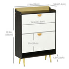 HOMCOM Modern Shoe Cabinet with Two Flip Drawers & Bamboo Door - White-Tabletop with elevated panels protects your items from falling out