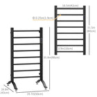HOMCOM 8-Bar Electric Towel Warmer with Built-in Timer Led Indicators - Black-Built-in timer to choose from 1 to 8 hours of heating times