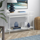 Hudson&Canal - Console Ricardo 42" avec étagères en métal - Blanc mat-Nettoyer avec un chiffon doux et sec, sans produits chimiques agressifs ni produits de nettoyage abrasifs