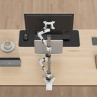 SHOPPINGALL Extra Tall Dual Monitor And Laptop Mount Stand with 31.5 inch Pole for Laptop up to 17" Monitors up to 32" - SA-LH07L-White-8