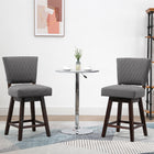 HOMCOM - Tabourets de bar pivotants avec pieds en bois de caoutchouc et repose-pieds - gris foncé - paquet de 2-Tissu respirant effet lin avec rembourrage épais pour plus de confort 
