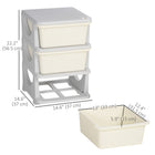 Qaba - Organiseur de jouets pour enfants à 3 niveaux avec 3 bacs de rangement en plastique - Blanc crème-Compact pour un ajustement facile et spacieux à l'intérieur des tiroirs de 16 L  