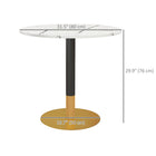 HOMCOM Round Dining Table with Faux Marble Top for Kitchen - White-Powder-coated steel base ensures strength and stability