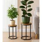 My Home My Living - Ensemble de 2 supports à plantes rustiques en bois et métal - Marron-Met en valeur votre jardin intérieur et crée un espace tranquille dans n'importe quelle pièce
