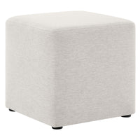 Modway Callum 17" Square Woven Heathered Fabric Upholstered Ottoman - Heathered Weave/Ivory-Woven Heathered Fabric Upholstery