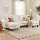 HOMCOM U-Shaped Sectional Couch with Double Chaise - Beige-Solid wood frame ensures long-lasting stability and durability  