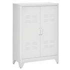 HOMCOM - Armoire de rangement en métal avec 2 portes à persiennes, étagères réglables - blanc-2 étagères intérieures réglables peuvent être verrouillées à 17 niveaux fixes 