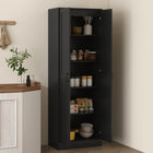 HOMCOM 69" H 5-Tier Kitchen Pantry Cabinet with Shelves - Black-Features soft close hinges, allows the cabinet door to gently close before completely closing 