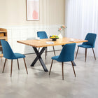 HOMCOM Dining Chairs in Velvet Accent - Dark Blue - Set of 4-Channel quilted velvet-feel upholstery is super soft to the touch