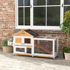 PawHut Wooden Rabbit Hutch with Openable Roof and Storage Box - Yellow-Side storage box included 