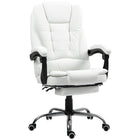 HOMCOM - Fauteuil de bureau exécutif inclinable en similicuir avec accoudoirs - blanc-Chaise de bureau moderne qui ajoute du style à toute pièce et à toute déco