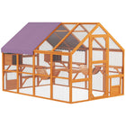 PawHut 74" H Outdoor Catio Cat Enclosure with Weatherproof Canopy and Bridges - Orange-Suspension bridges, condos and platforms satisfy climbing instincts 