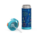 Thermos - Bouteille d'eau isotherme FUNtainer en acier inoxydable - 410 ml - Motifs de robots-La poignée de transport intégrée offre une prise en main facile et peut être rabattue lorsqu'elle n'est pas utilisée.
