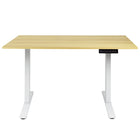 Ezywork - Bureau assis-debout électrique à double moteur et hauteur réglable - Structure blanche / Plateau en bois clair-Plateau de table d'une seule pièce 48" x 24" (120 cm x 60 cm)