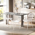 HOMCOM Plastic Dining Chairs with Hollow Back for Kitchen - White - Set of 4-The curved seat matches your body's natural shape for support and relaxation