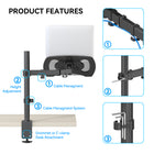 ShoppingAll Fully Adjustable Laptop Mount - Black-Tilt from -35 degrees to +90 degrees