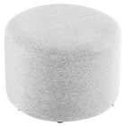 Modway Callum Large 23" Round Woven Heathered Fabric Upholstered Ottoman - Heathered Weave/Light Grey-Weight Capacity: 506 lbs.