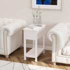 HOMCOM Flip Top End Table - White-Can be used as a nightstand, telephone table, and sofa table