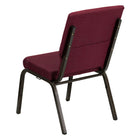 Flash Furniture – Chaise d’église empilable Hercules 18,5 po larg., siège 4,25 po épais, motif bourgogne, structure dorée-Pochette à dossier pour le rangement de livres