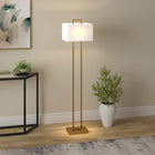 Hudson&Canal - Lampadaire Adair 68" avec abat-jour en tissu - Laiton/Blanc-Nettoyer avec un chiffon doux et sec, sans produits chimiques agressifs ni produits de nettoyage abrasifs