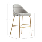 Manhattan Comfort - Gracie tabouret de bar moderne 22" en similicuir rembourré - pierre et or - lot de 2-Revêtement en similicuir luxueux avec coutures fines