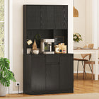 HOMCOM 71" H Cabinet with Charging Station - Black-Adjustable shelves let you customise space for your needs 