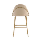 Manhattan Comfort Gracie 22" Modern Leatherette Upholstered Barstool - Tan and Gold - 2 Pack-Minimal Assembly Required. Hardware Included