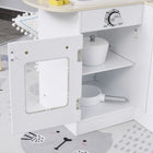Qaba Kids Kitchen Playset with Microwave Fridge - White-Encourages creativity, fine motor skills, cognitive development, and counting skills 