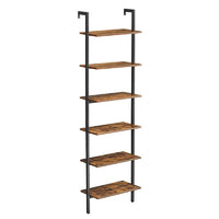 Boutique Home Rustic 6-Tier Wall-Mounted Bookshelf-Colour: Rustic Brown, Black;  Material: Particleboard, Steel
