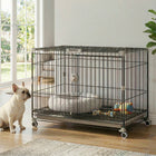 PawHut - Cage pour chien sur roulettes, cage en métal 30 po-Plateau et grille amovibles pour garder votre animal propre et faciliter le nettoyage 

