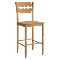 Modway - Jax Bois de chêne Tabouret de bar avec dossier ondulé en rasoir in Chêne vieilli-Tabouret de bar en chêne massif