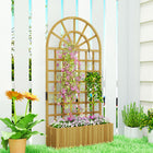 Outsunny Wooden Raised Garden Bed with Lattice Trellis - 35.4" x 11.8" x 70.9" -Offers a spacious planting area to grow flowers, herbs, or vegetables
