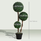 HOMCOM - Arbre topiaire à trois boules en buis artificiel 35 po - vert foncé-Pots de pépinière robustes offrant une base stable 