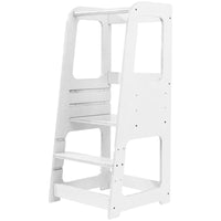 MotionGrey Blessy Toddler Tower - Adjustable Learning Kitchen Helper Step Stool with Safety Rail - White-Easily adjusts to multiple height levels, allowing your child to safely participate in daily activities as they grow