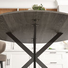 HOMCOM 47" Round Dining Table with Steel Legs - Grey Wood Grain and Black-Works great in the kitchen, dining area, living room, or home office