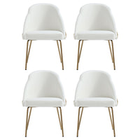 Manhattan Comfort Gracie 24.2" Modern Leatherette Upholstered Dining Chair - White and Gold - Set of 4-Modern Dining Chair for Dining Room and Task Use. Set of 4