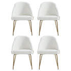 Manhattan Comfort - Lot de 4 chaises de salle à manger modernes Gracie 61,5 cm en similicuir blanc et or-Chaise de salle à manger moderne pour salle à manger et usage de travail lot de 4