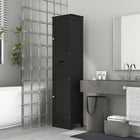 HOMCOM Tall Bathroom Storage Cabinet with Doors, Drawer and Adjustable Shelf - Black-Anti-tipping design enhances safety for family use